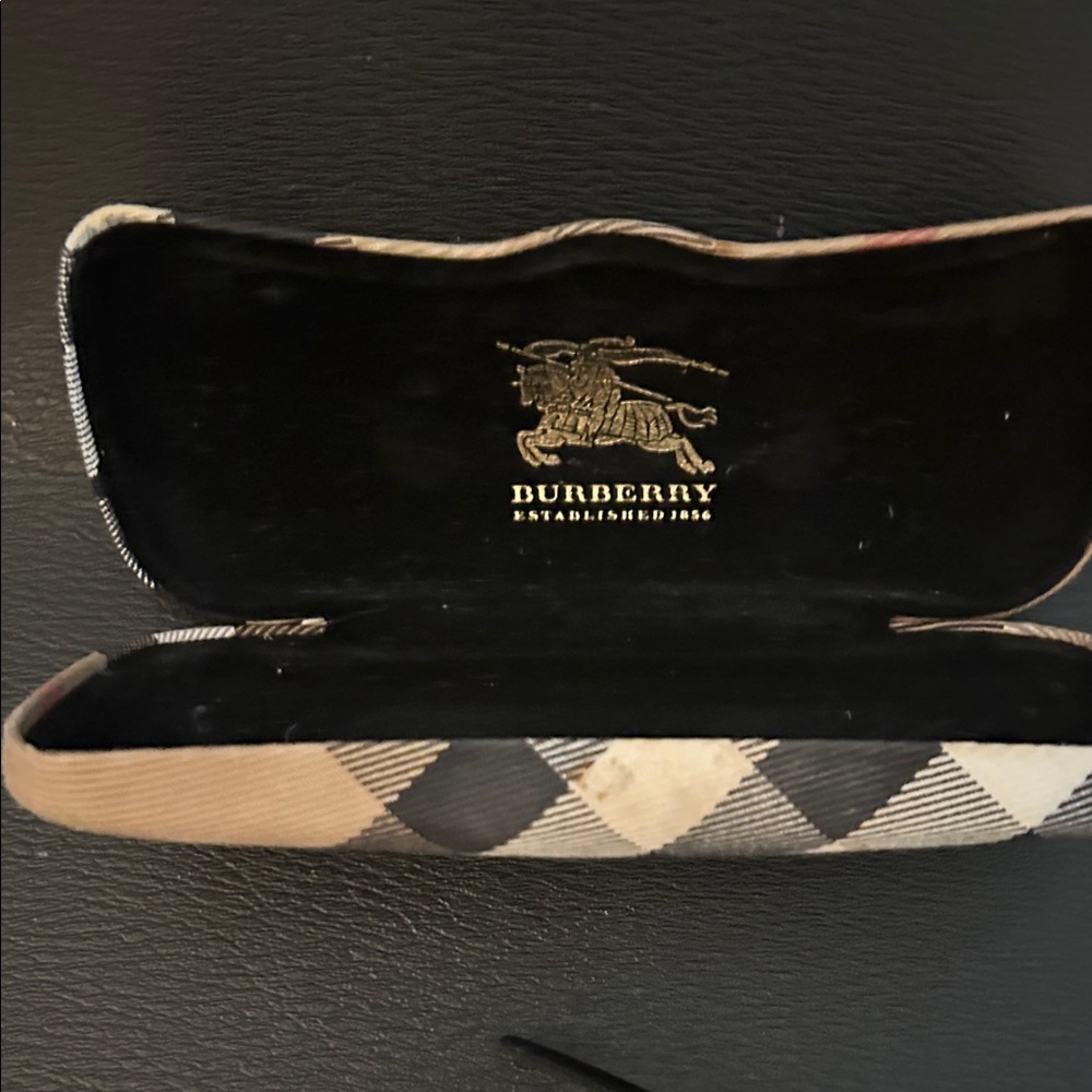 Burberry Beige and Black Checkered Eyeglass Case